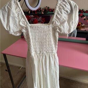 White Puff Sleeve Dress